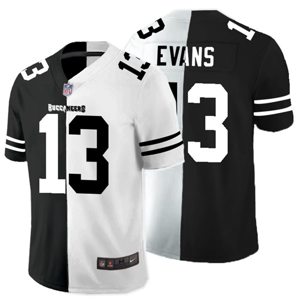 Men's Tampa Bay Buccaneers #13 Mike Evans Black White Split 2020 Stitched Jersey